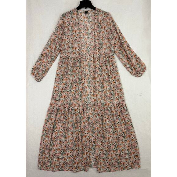 Wild Fable Pink Floral Maxi Kimono Duster Long Sleeve Boho XS/S - Picture 6 of 8